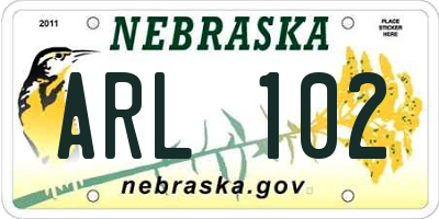 NE license plate ARL102