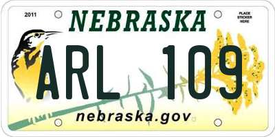 NE license plate ARL109