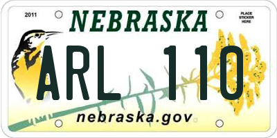 NE license plate ARL110