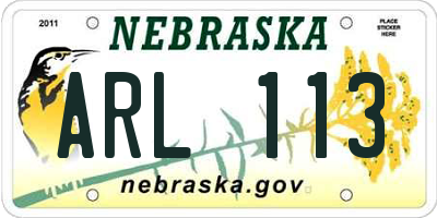 NE license plate ARL113