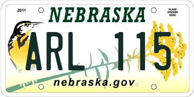 NE license plate ARL115