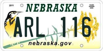 NE license plate ARL116