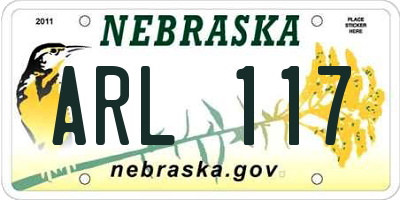 NE license plate ARL117