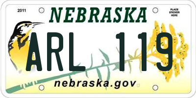 NE license plate ARL119