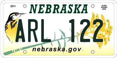NE license plate ARL122