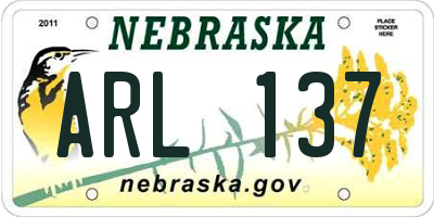 NE license plate ARL137