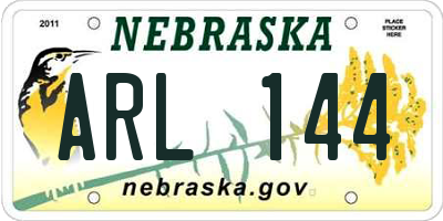 NE license plate ARL144