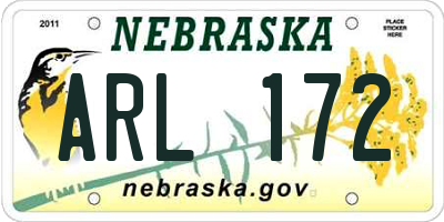 NE license plate ARL172