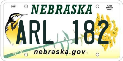NE license plate ARL182
