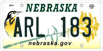 NE license plate ARL183