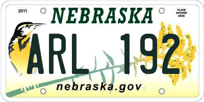 NE license plate ARL192