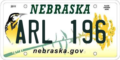 NE license plate ARL196