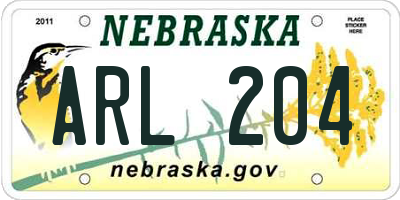NE license plate ARL204