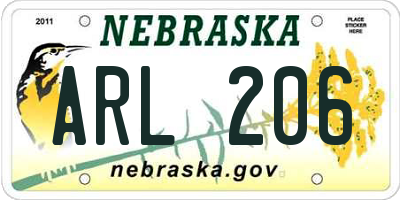 NE license plate ARL206