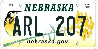 NE license plate ARL207