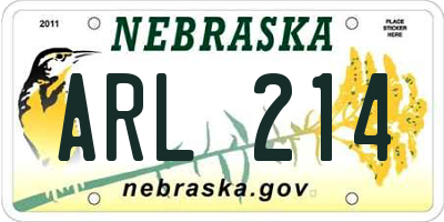 NE license plate ARL214