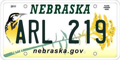 NE license plate ARL219