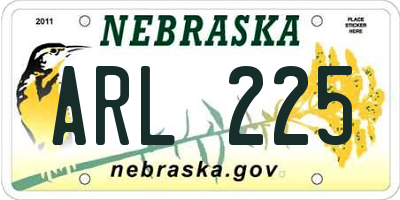 NE license plate ARL225