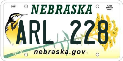 NE license plate ARL228