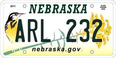NE license plate ARL232