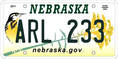 NE license plate ARL233