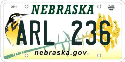 NE license plate ARL236