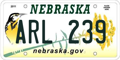 NE license plate ARL239