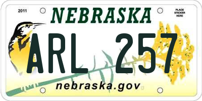 NE license plate ARL257