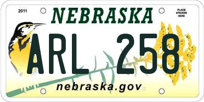 NE license plate ARL258