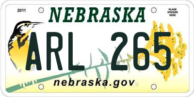 NE license plate ARL265