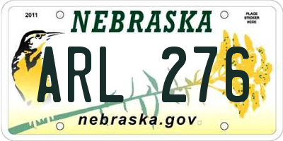 NE license plate ARL276