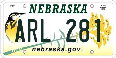 NE license plate ARL281