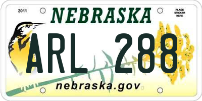 NE license plate ARL288