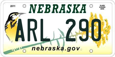 NE license plate ARL290