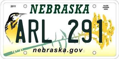 NE license plate ARL291