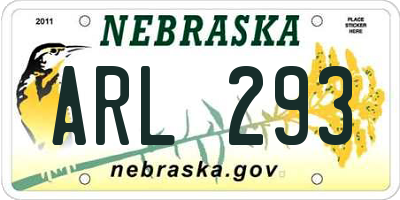 NE license plate ARL293