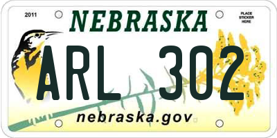 NE license plate ARL302