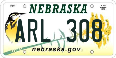 NE license plate ARL308