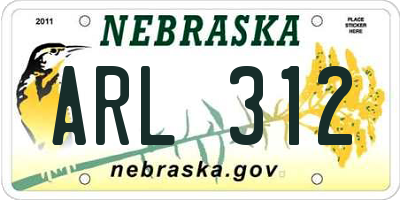 NE license plate ARL312