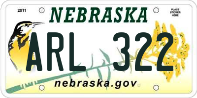 NE license plate ARL322