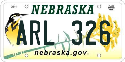 NE license plate ARL326