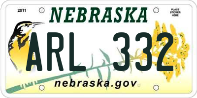 NE license plate ARL332
