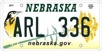NE license plate ARL336