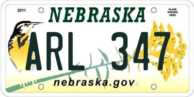 NE license plate ARL347