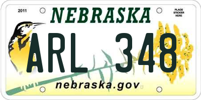 NE license plate ARL348