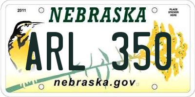 NE license plate ARL350