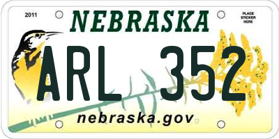 NE license plate ARL352