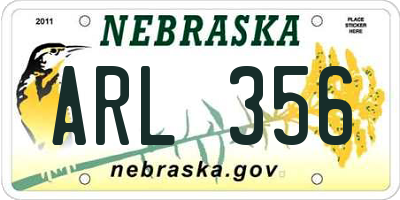NE license plate ARL356