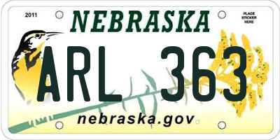 NE license plate ARL363