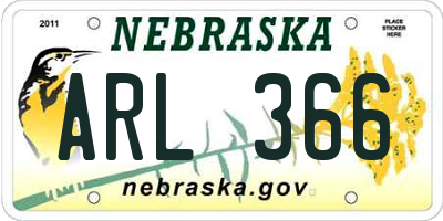 NE license plate ARL366